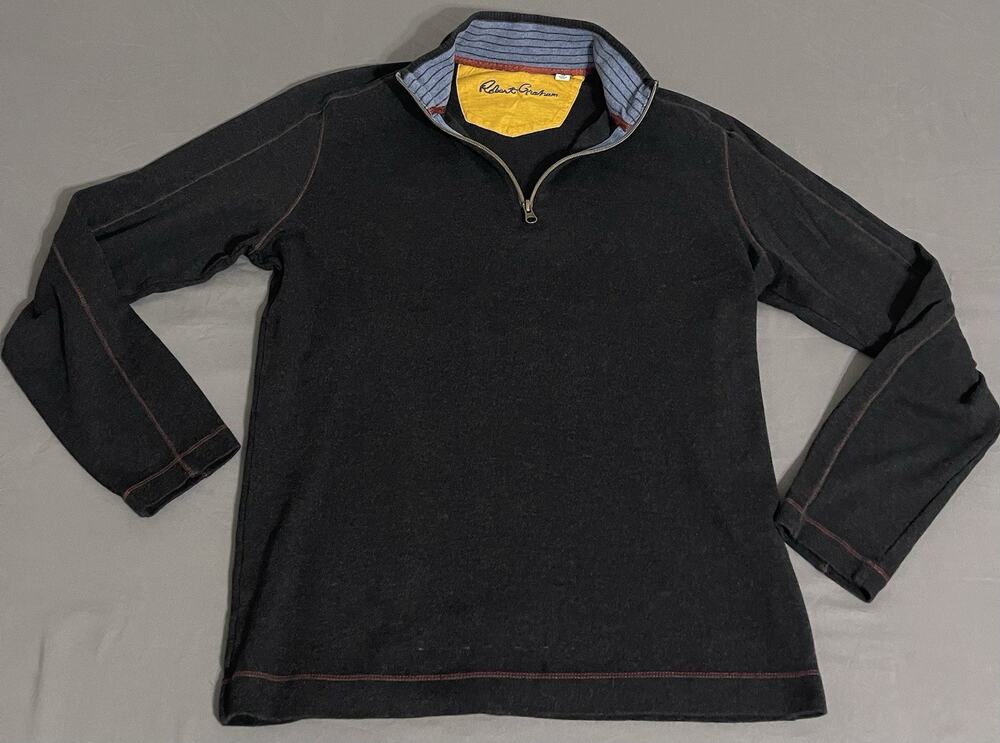 Robert Graham Men’s Quarter-Zip Pullover Sweater Size Medium Black